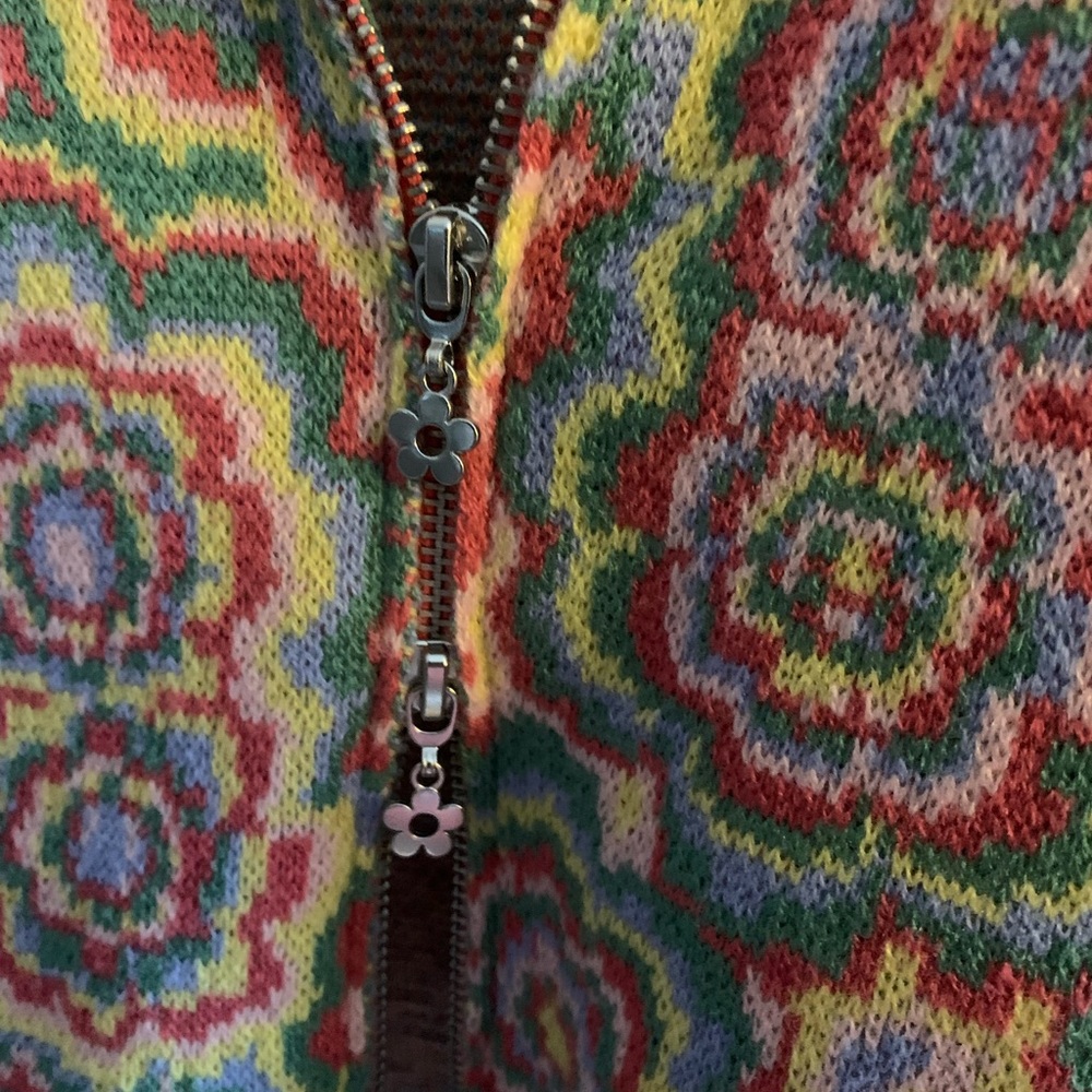 RAGGED PRIEST 70s HALLUCINATION zip cardigan top with polo collar - Picture 3 of 6